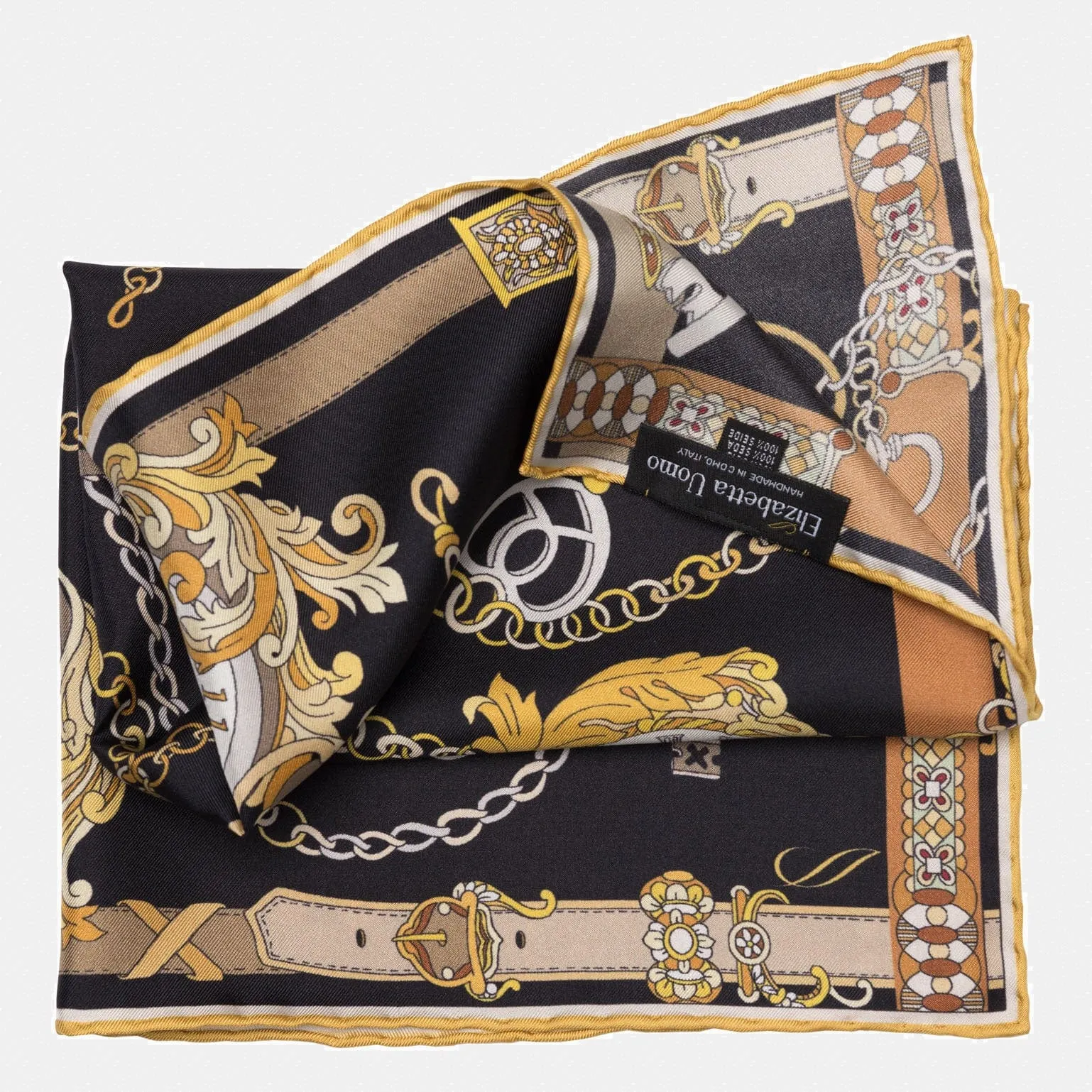 Like Clockwork - Silk Pocket Square - Black
