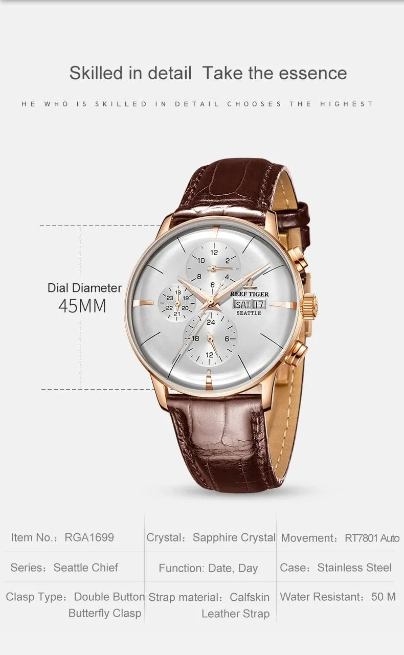 Luxury Chronograph Leather Watch