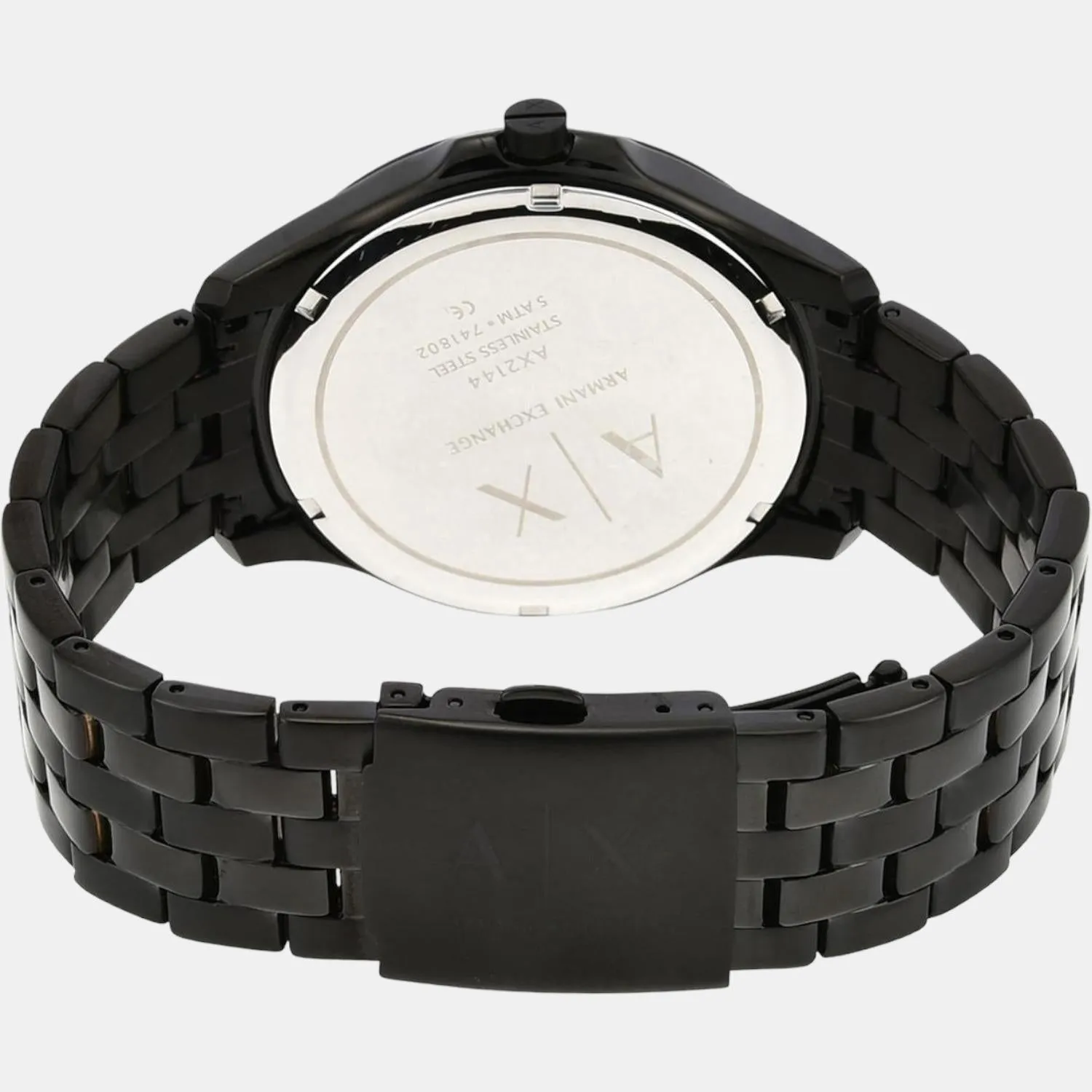 Men's Black Analog Stainless Steel Watch AX2144