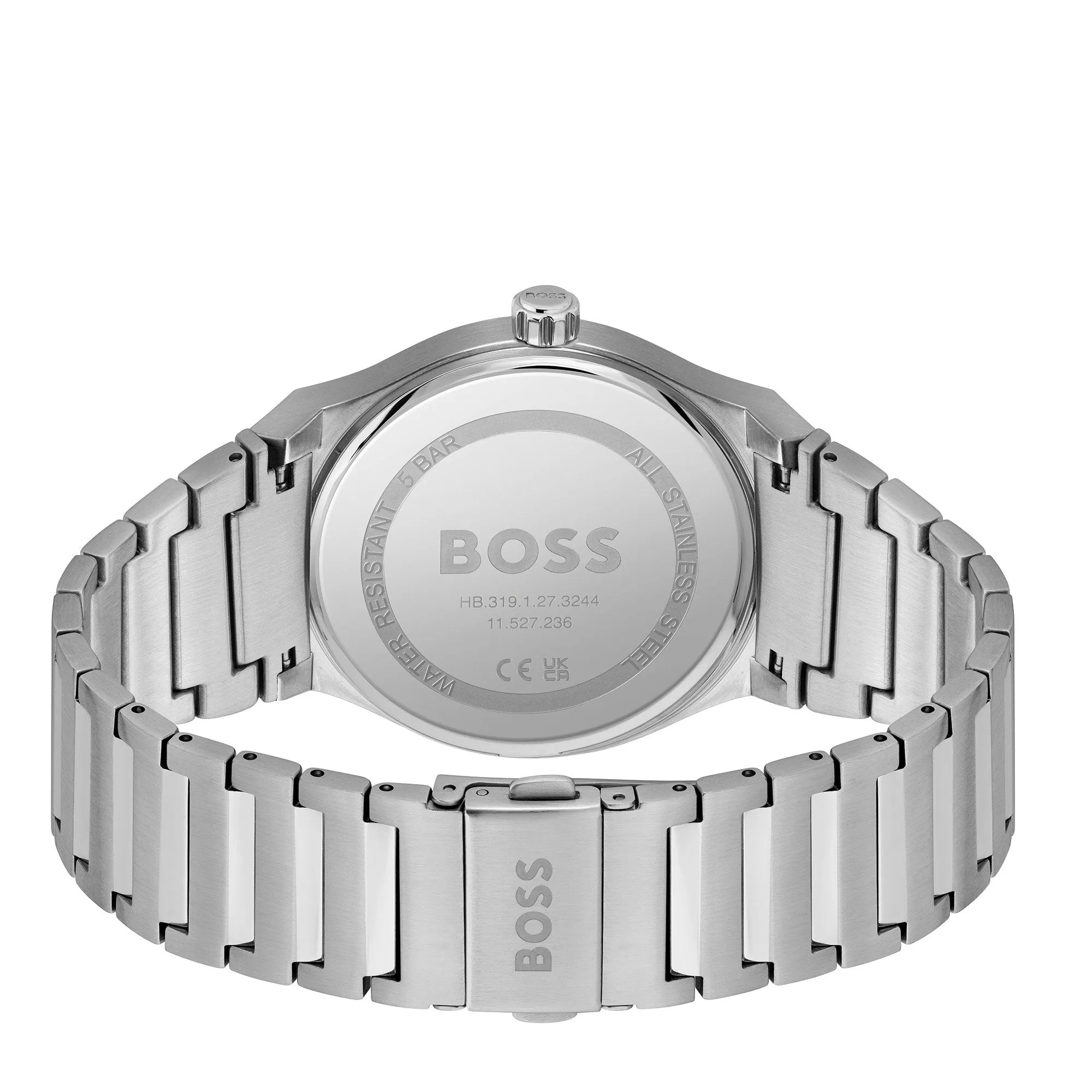 Mens BOSS Silver/Blue Candor Bracelet Watch