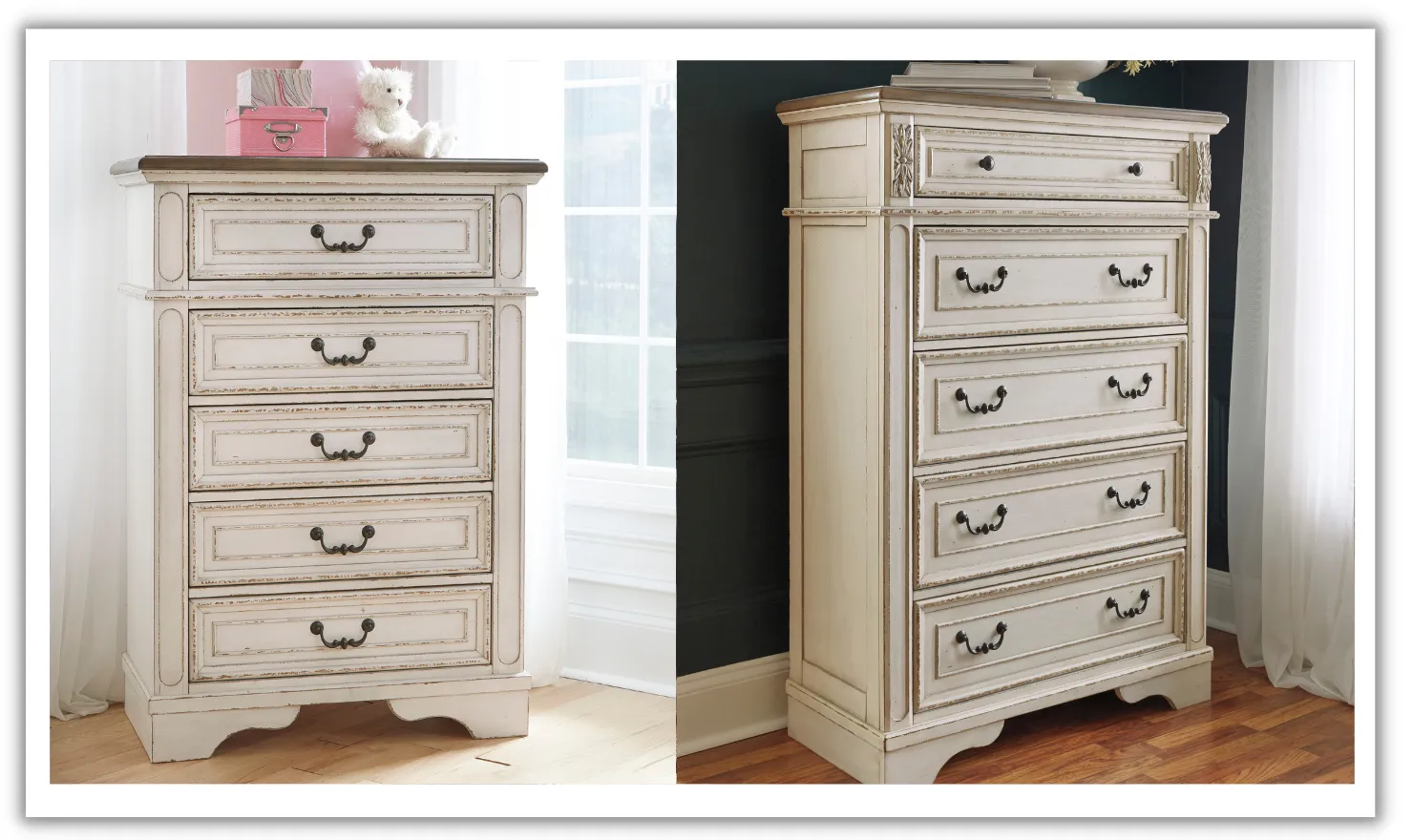 Modern Heritage Realyn 5 Drawer Wooden Chest in Ivory