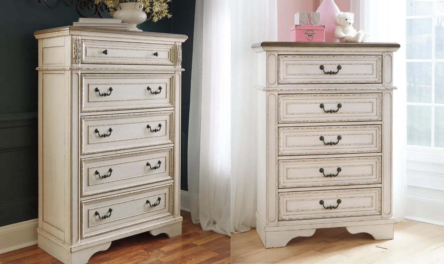 Modern Heritage Realyn 5 Drawer Wooden Chest in Ivory