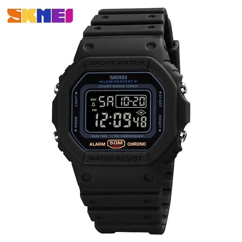 Multifunctional Digital Sport Watch Men 2 Time Count Down Men's Wristwatches Fashion Retro Male Watches reloj hombre 1628