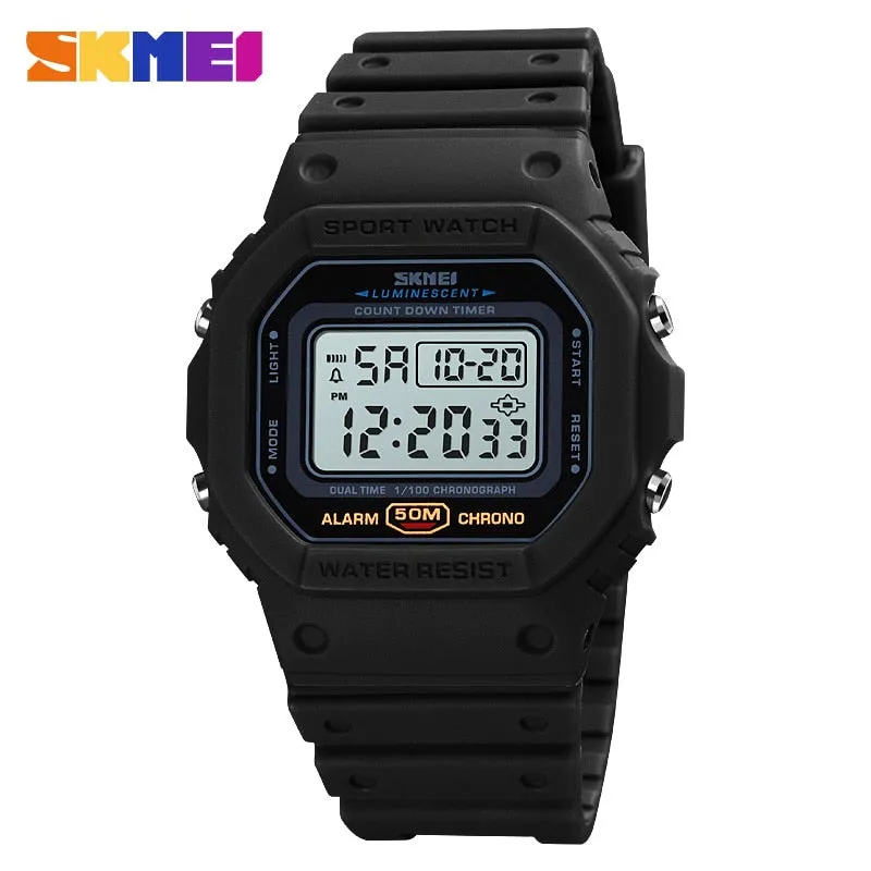 Multifunctional Digital Sport Watch Men 2 Time Count Down Men's Wristwatches Fashion Retro Male Watches reloj hombre 1628