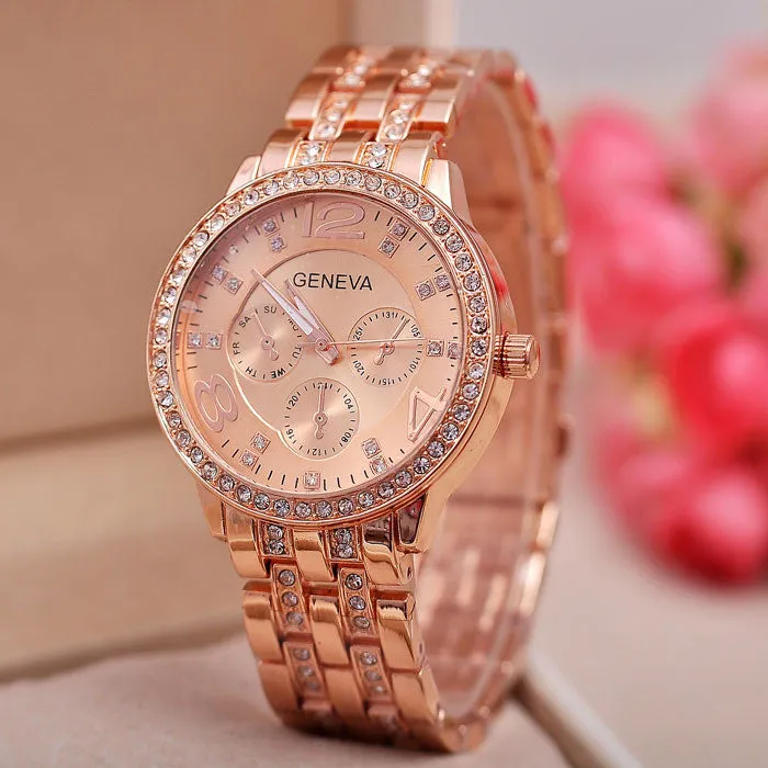 New Arrivals GENEVA Watches Men Diamond Belt Fashion Gift Watch Dress Alloy Wristwatches
