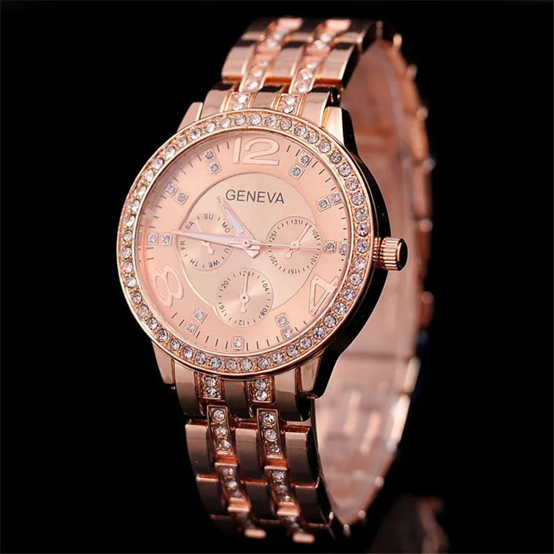 New Arrivals GENEVA Watches Men Diamond Belt Fashion Gift Watch Dress Alloy Wristwatches