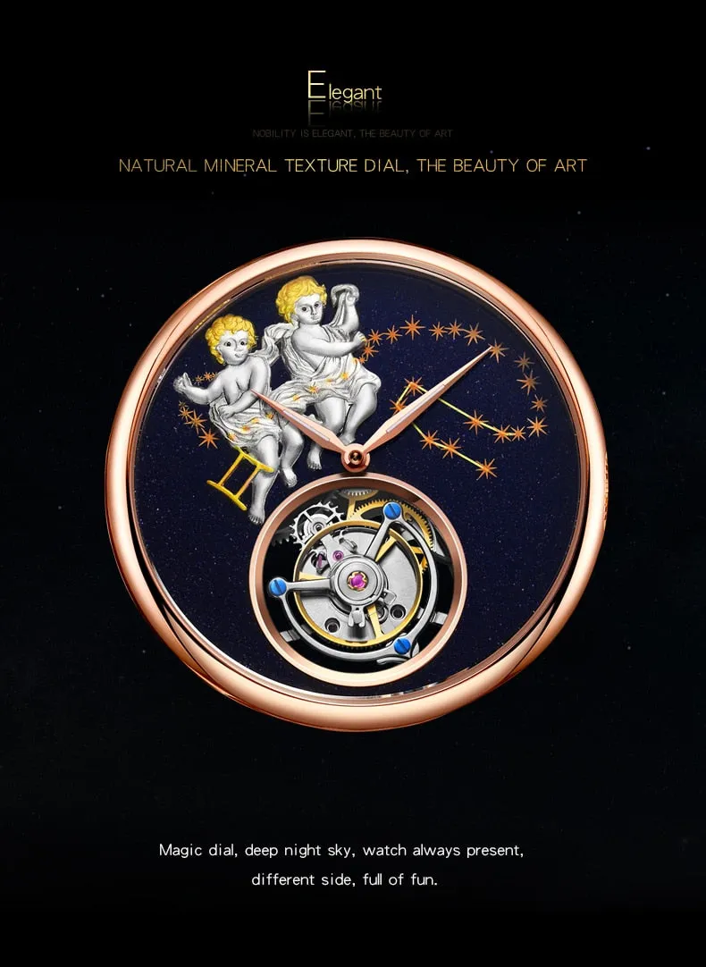 New Brand Men Watch Tourbillon Mechanical Retro Top Man Clock Stainless Steel Thin Dial Creative Trend Luxury Popular Male Watch