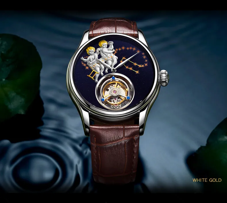 New Brand Men Watch Tourbillon Mechanical Retro Top Man Clock Stainless Steel Thin Dial Creative Trend Luxury Popular Male Watch