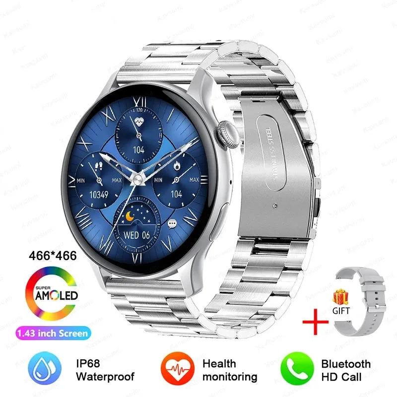 NFC Smartwatches 466*466 HD Screen GPS Track Sports Voice Calling