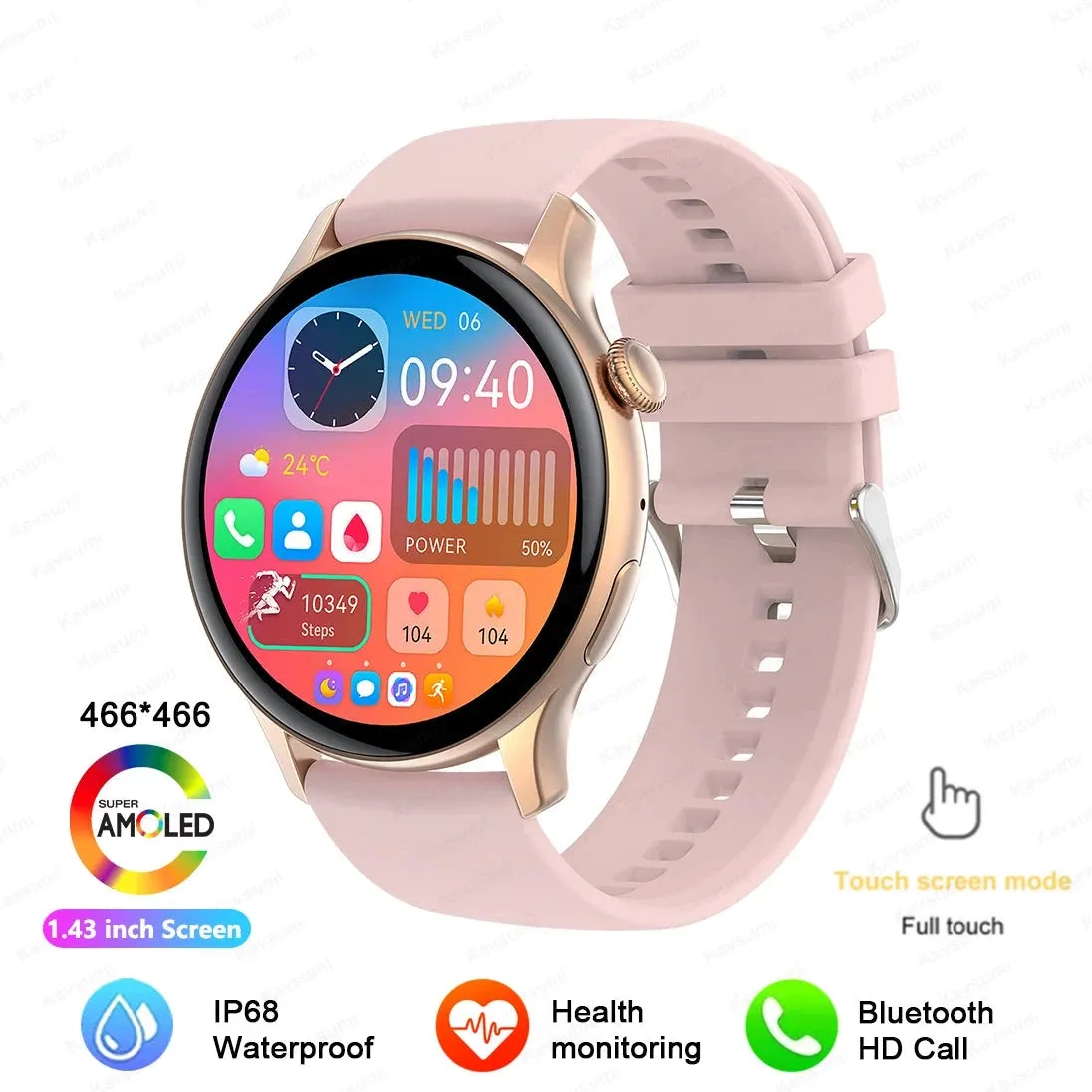 NFC Smartwatches 466*466 HD Screen GPS Track Sports Voice Calling