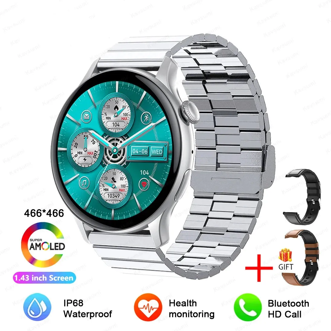 NFC Smartwatches 466*466 HD Screen GPS Track Sports Voice Calling