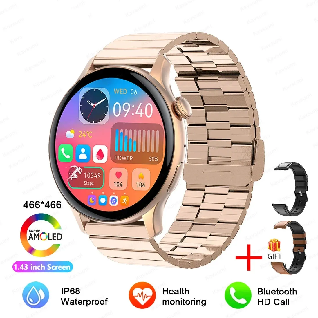 NFC Smartwatches 466*466 HD Screen GPS Track Sports Voice Calling