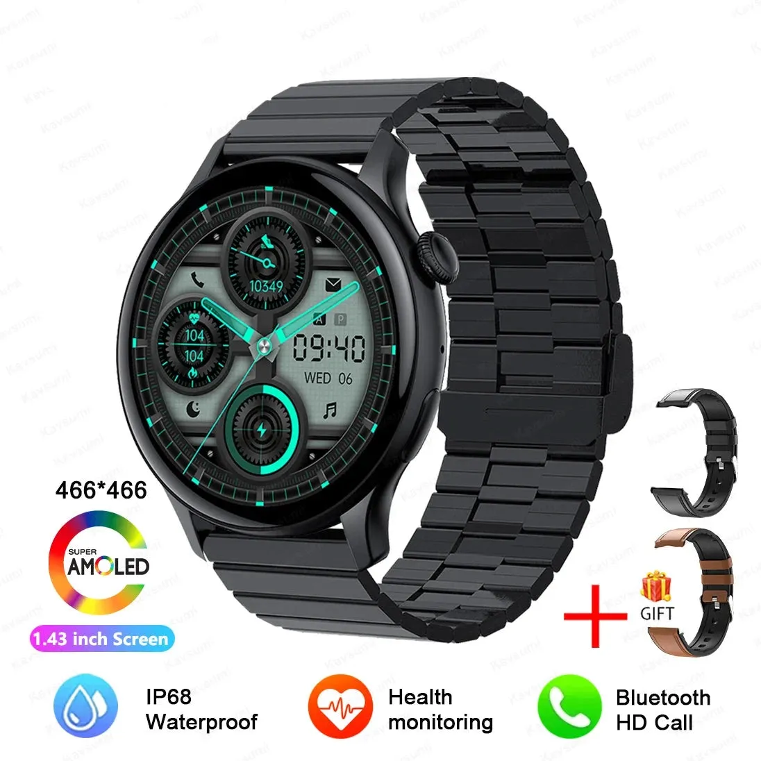 NFC Smartwatches 466*466 HD Screen GPS Track Sports Voice Calling