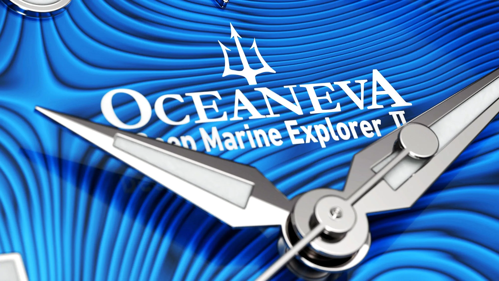 Oceaneva Mens Deep Marine Explorer II Blue Damascus Steel Dial Watch Rubber