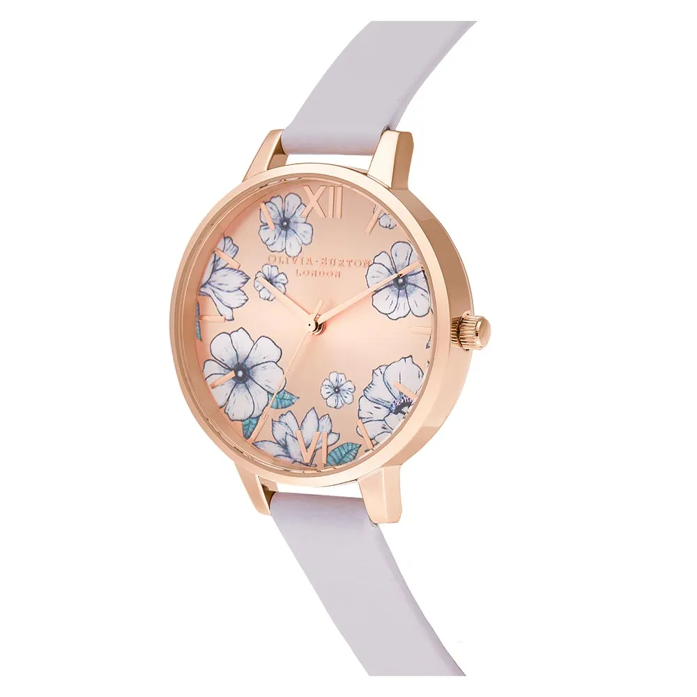 Olivia Burton Groovy Blooms Parma Violet & Rose Gold Sunray Ladies Watch - OB16AN03