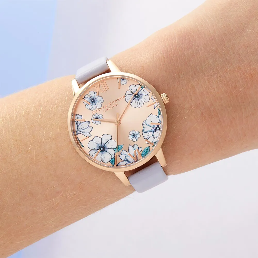 Olivia Burton Groovy Blooms Parma Violet & Rose Gold Sunray Ladies Watch - OB16AN03