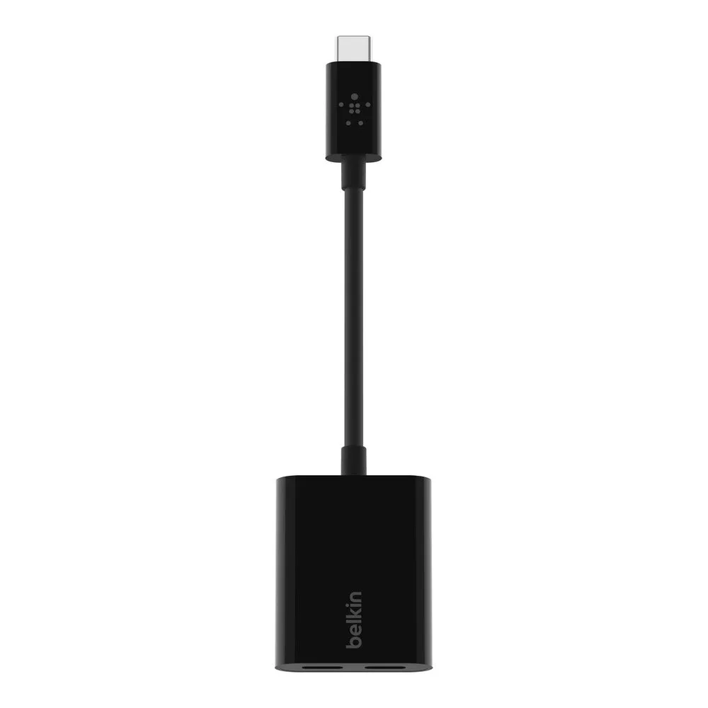 [OPEN BOX] BELKIN Rockstar USB-C Audio with  USB-C Charge Adapter - 2-Port Adapter - Black