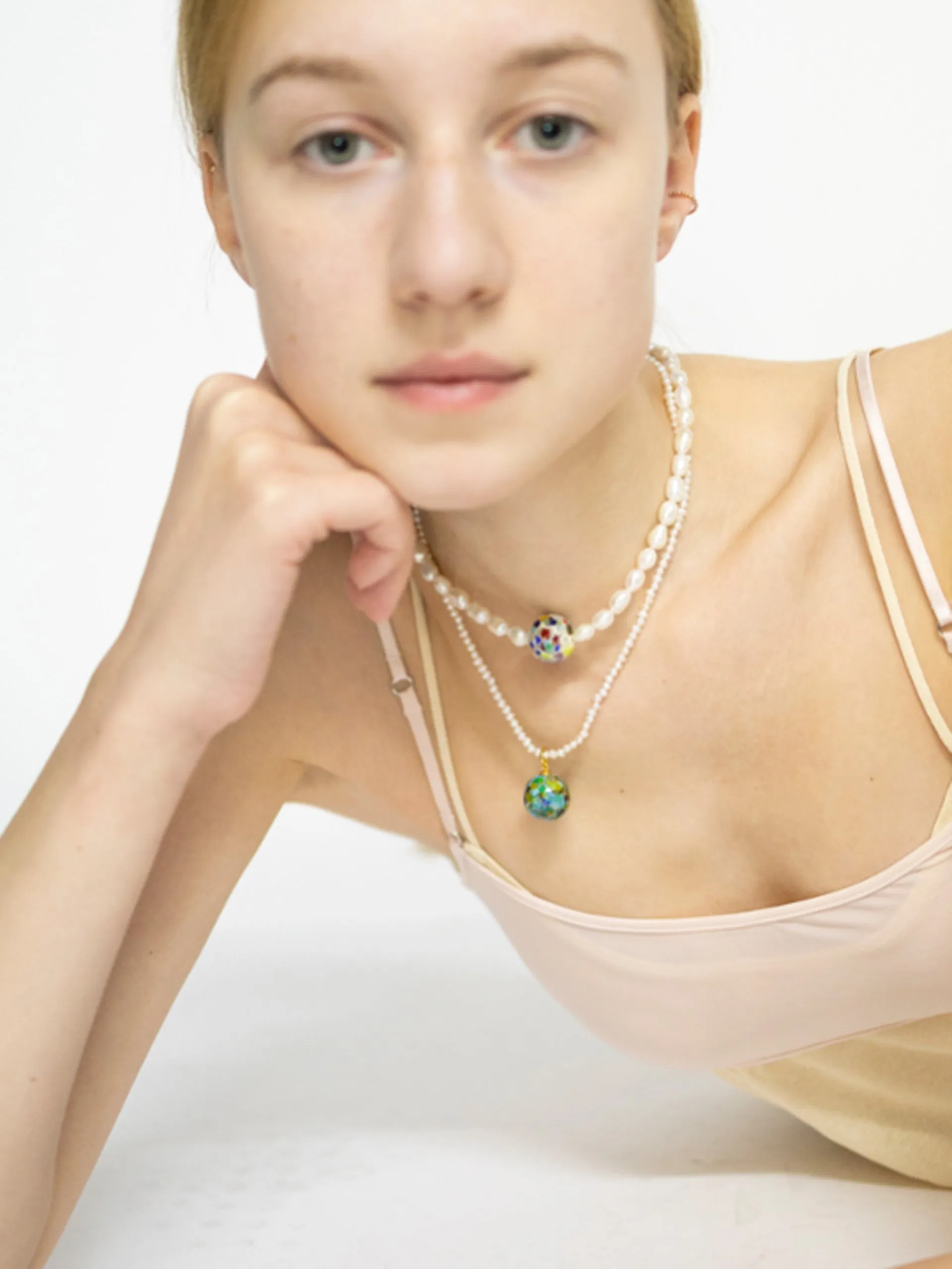 Orbit pearl pendant Zero Waste necklace