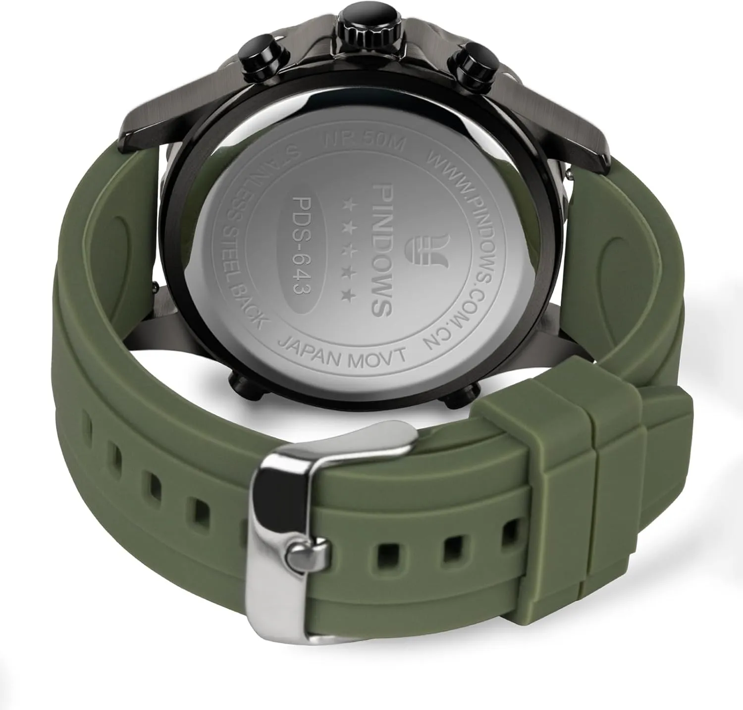 PINDOWS Watch for Men, Waterproof Big Dial Analog Digital Sport Multifunction LED Backlight Fashion Wristwatches, Alarm Stopwatch Calendar