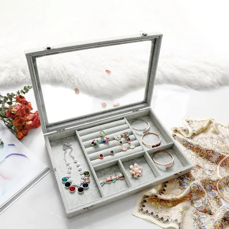 Qfdian Velvet Drawer Jewelry Organizer Box