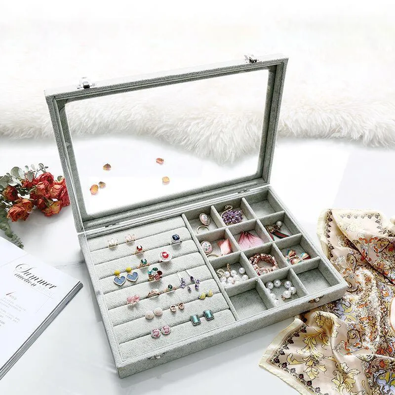 Qfdian Velvet Drawer Jewelry Organizer Box