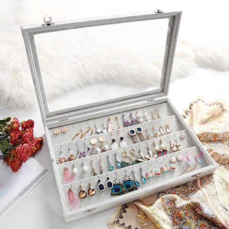 Qfdian Velvet Drawer Jewelry Organizer Box