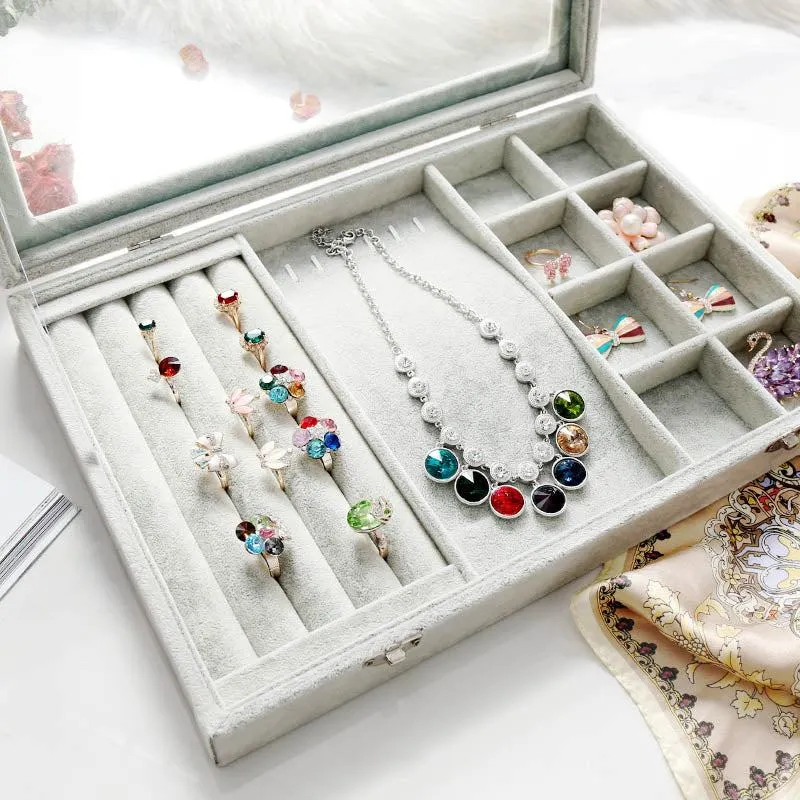 Qfdian Velvet Drawer Jewelry Organizer Box