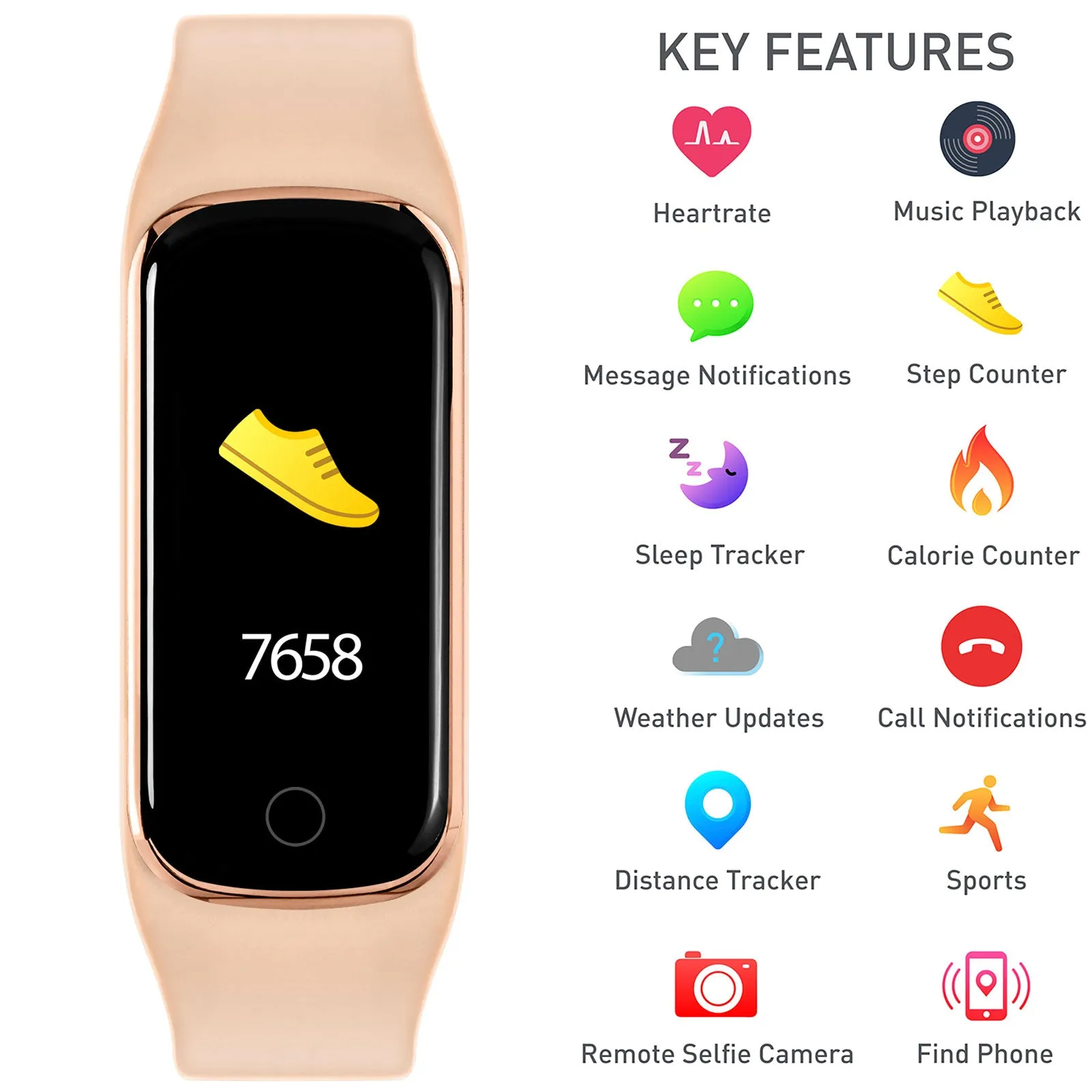 Reflex Active Smart Watch Blush Pink & Gold Series 08 Slimline Sports RA08-2120