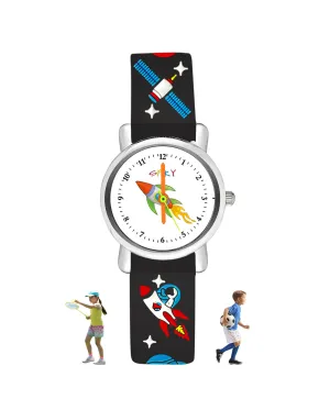 Spiky Round Unicorn Strap Analog Watch - Dark Black