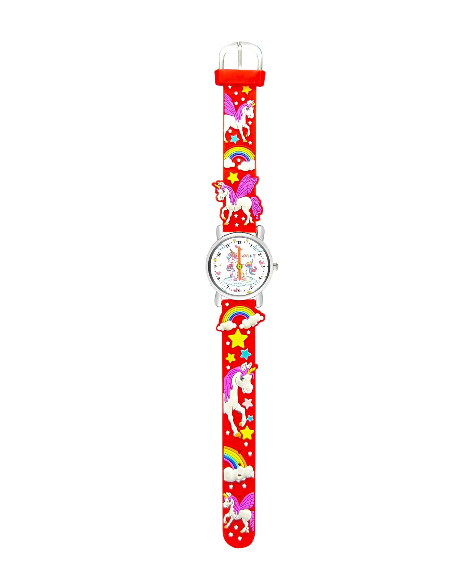 Spiky Round Unicorn Strap Analog Watch - Dark Black