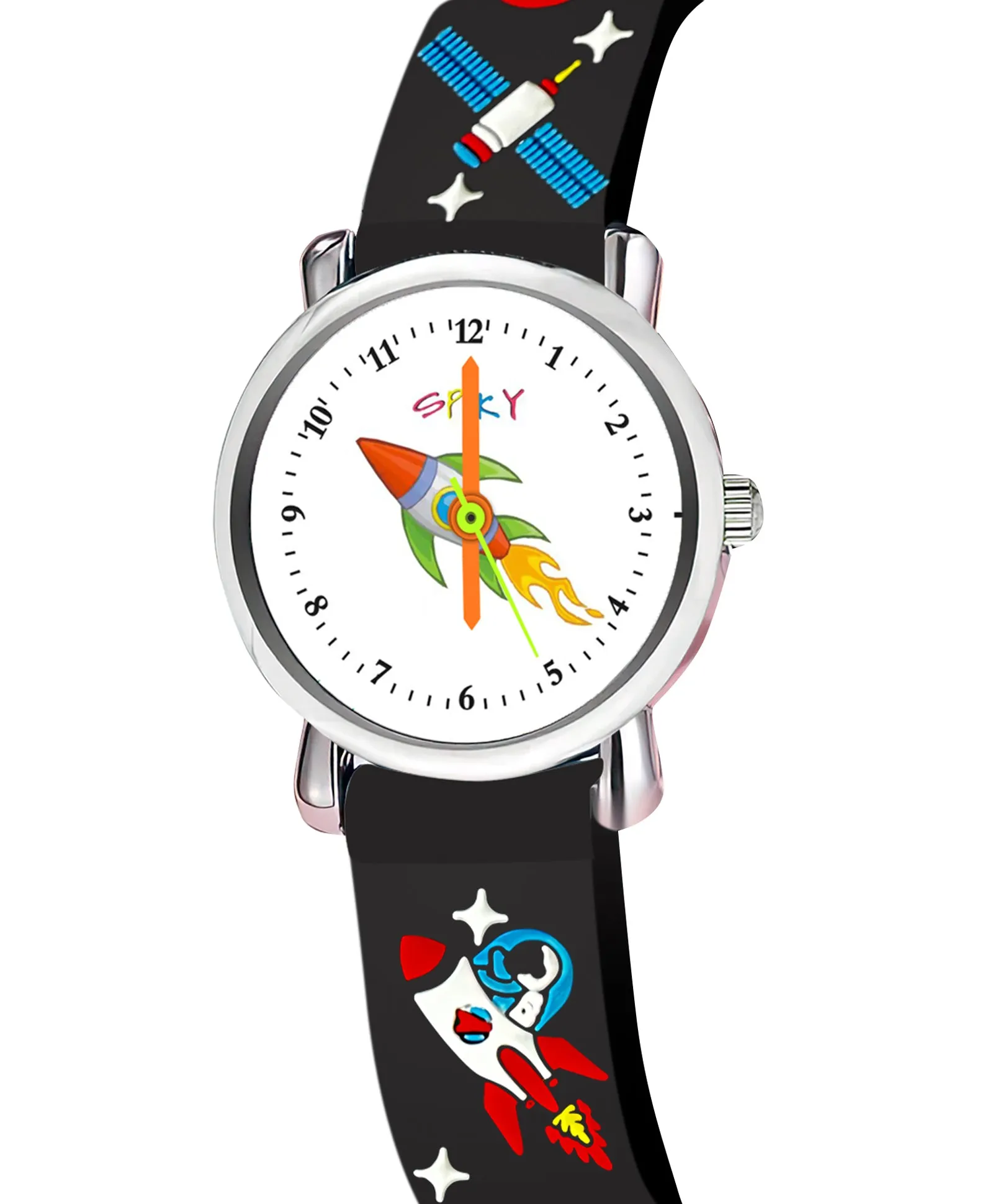 Spiky Round Unicorn Strap Analog Watch - Dark Black