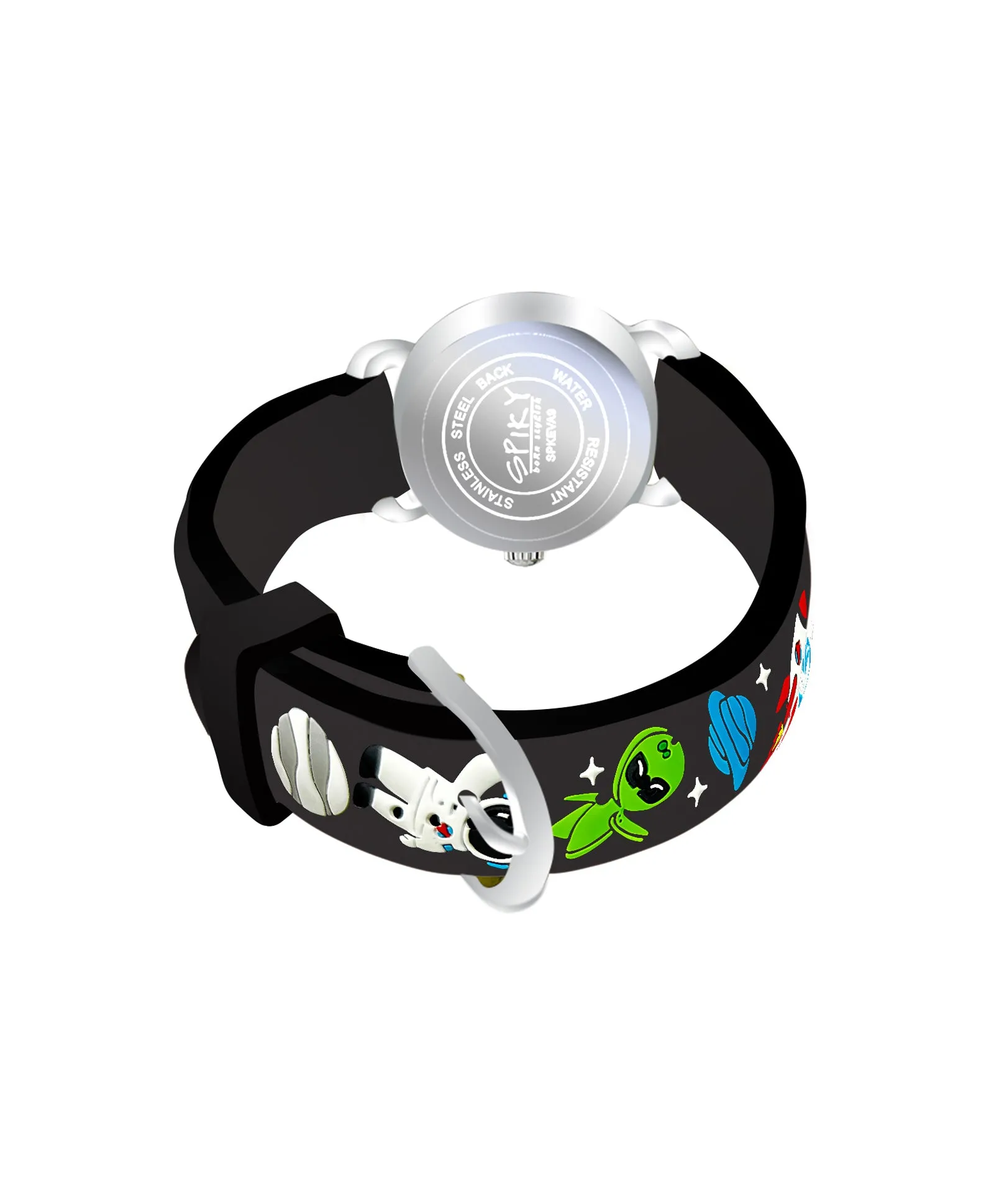 Spiky Round Unicorn Strap Analog Watch - Dark Black