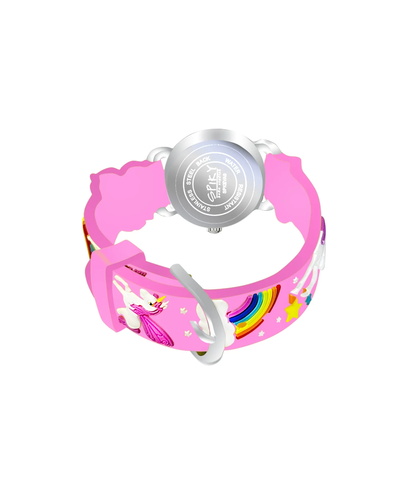 Spiky Round Unicorn Strap Analog Watch - Dark Black