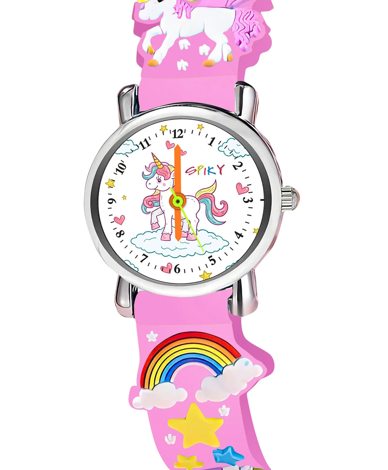 Spiky Round Unicorn Strap Analog Watch - Dark Black