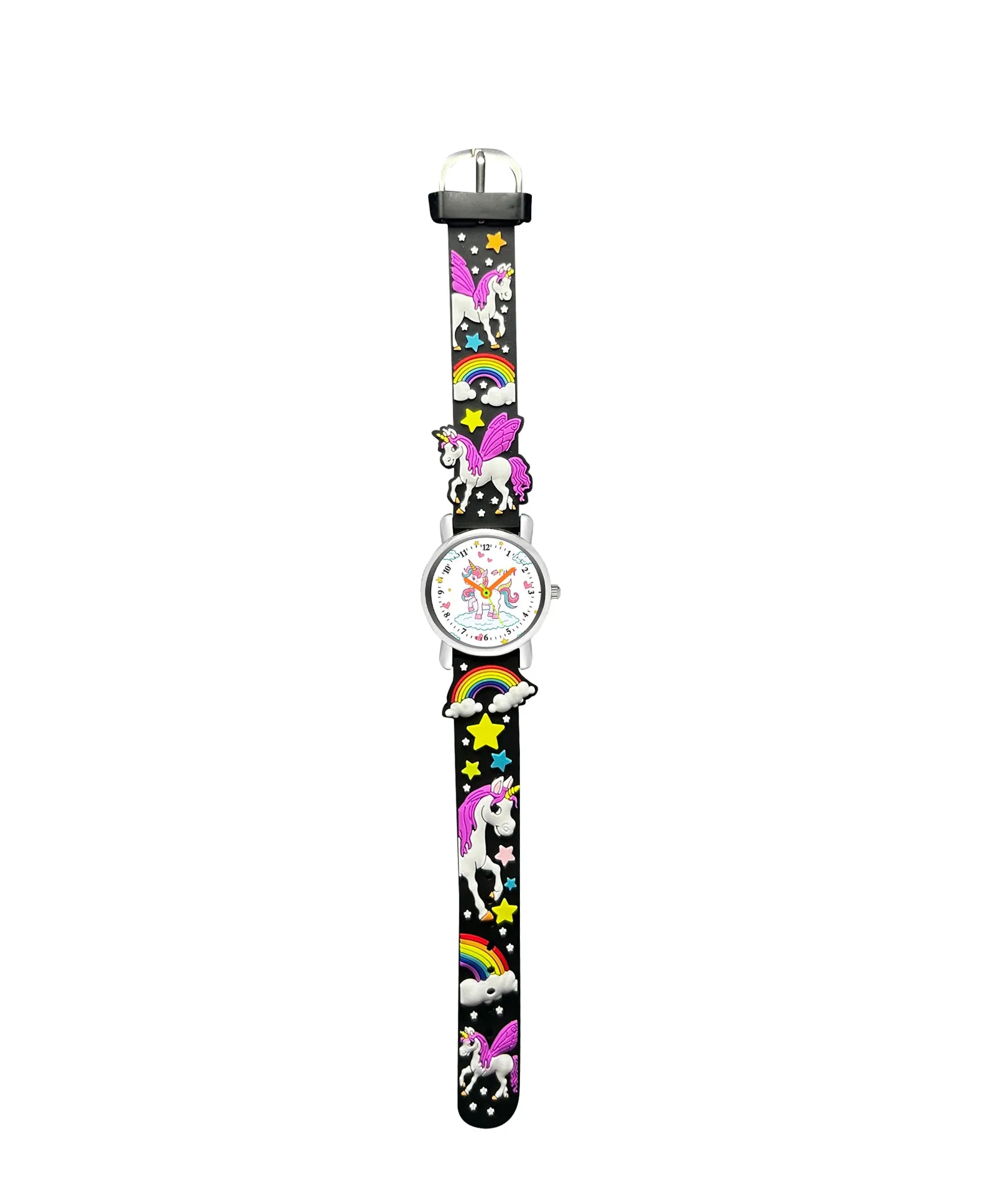 Spiky Round Unicorn Strap Analog Watch - Dark Black