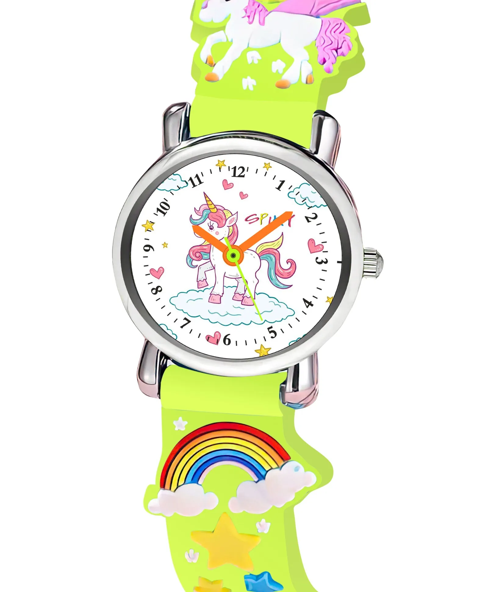 Spiky Round Unicorn Strap Analog Watch - Dark Black