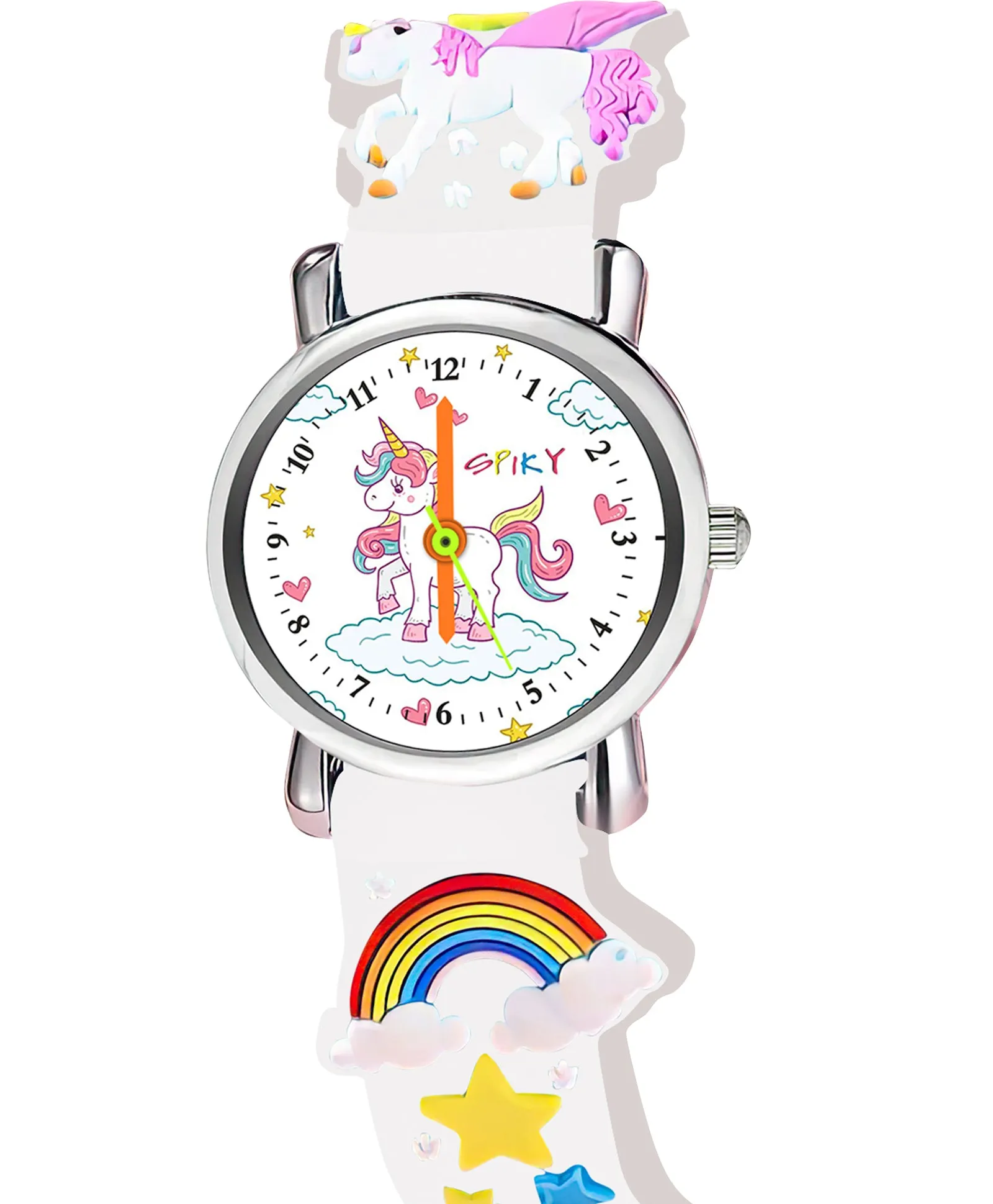 Spiky Round Unicorn Strap Analog Watch - Dark Black