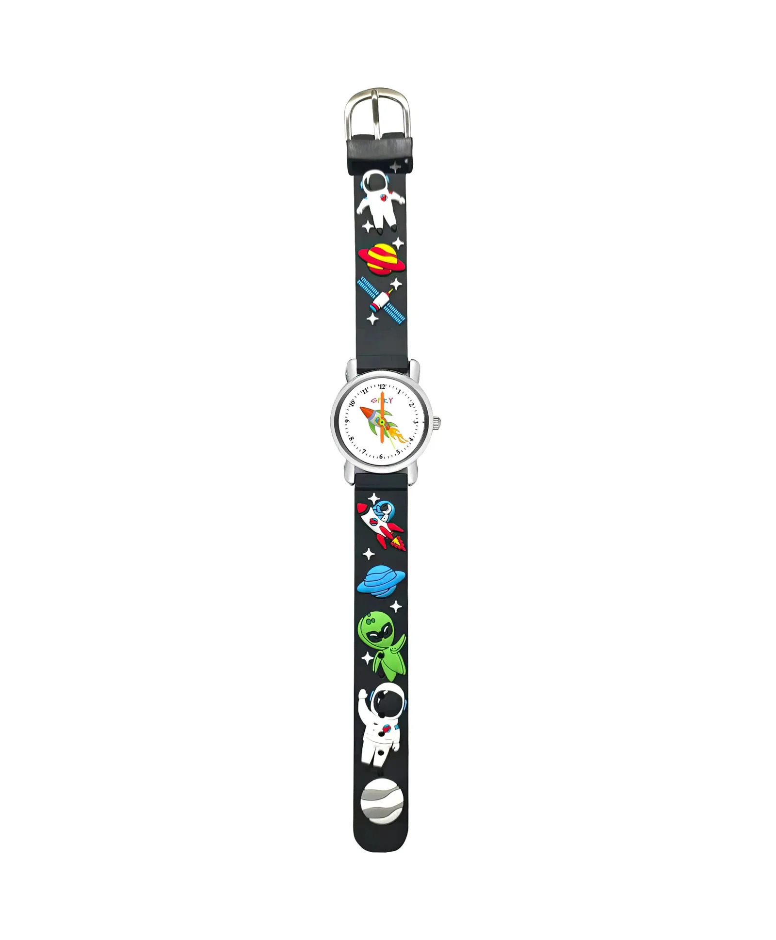 Spiky Round Unicorn Strap Analog Watch - Dark Black