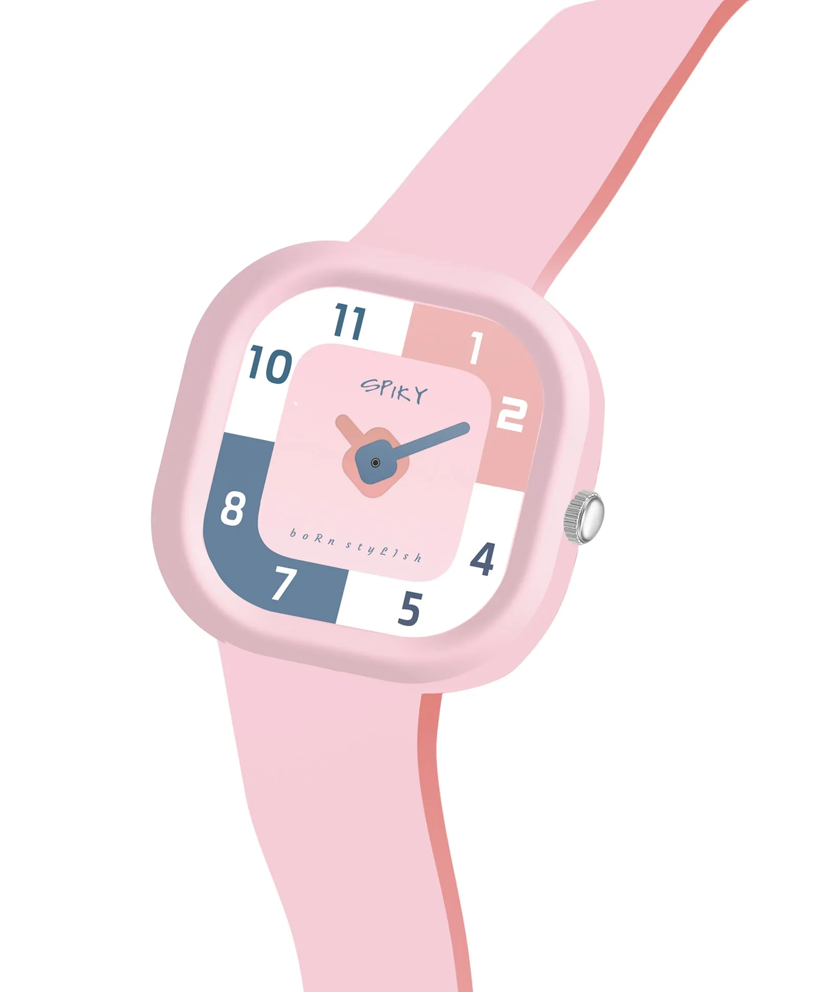 Spiky Square Analog Watch for Kids - Pink