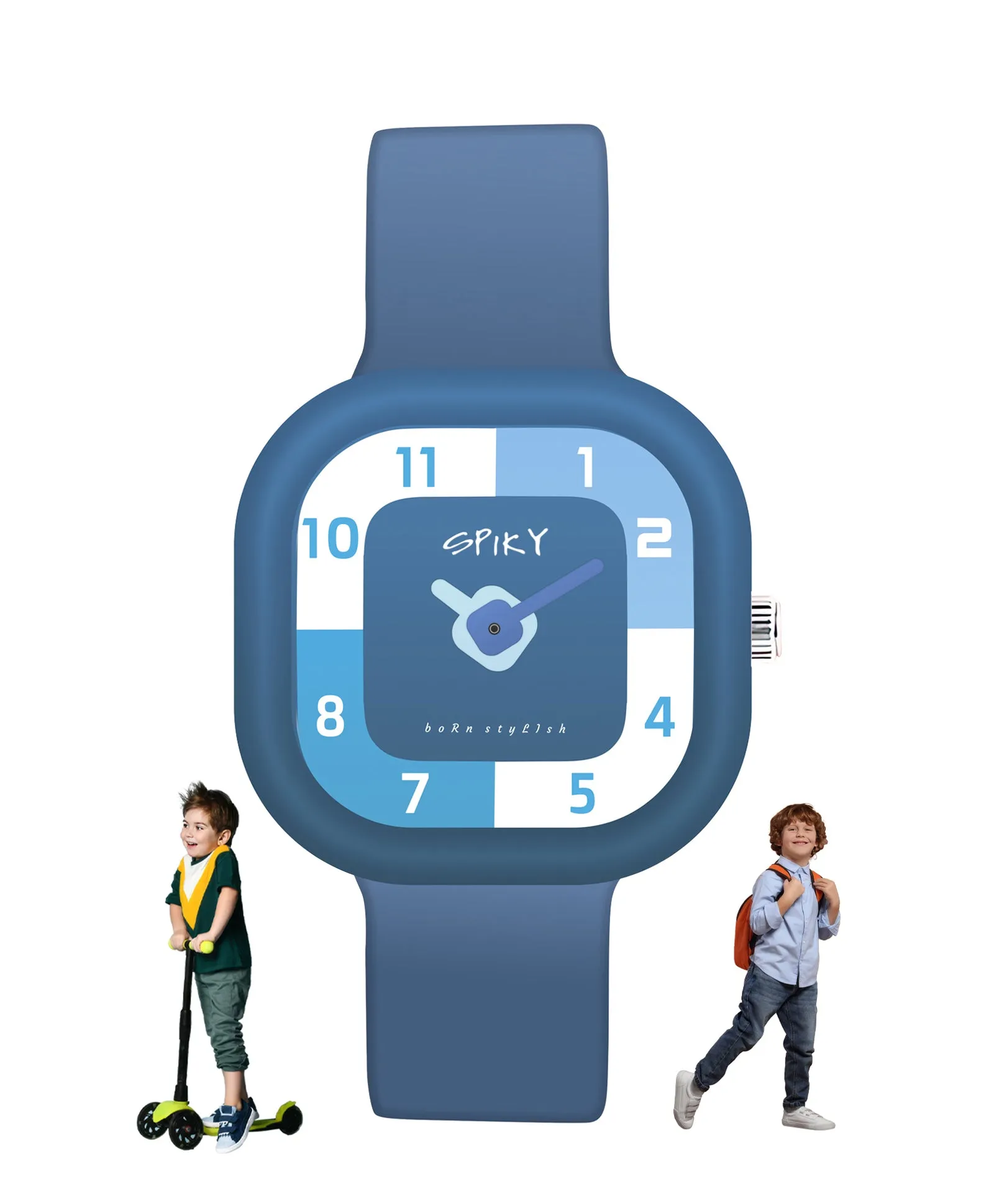 Spiky Square Analog Watch for Kids - Pink