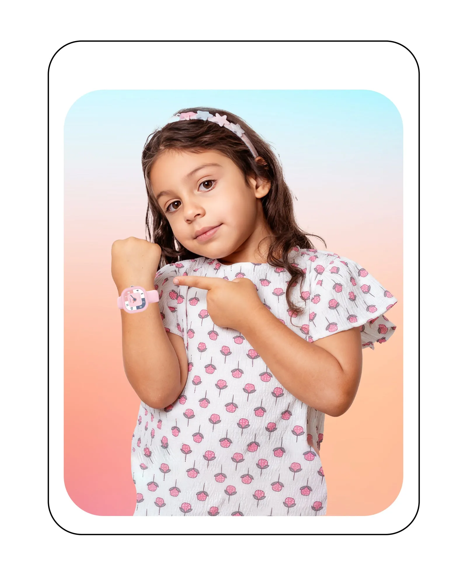 Spiky Square Analog Watch for Kids - Pink