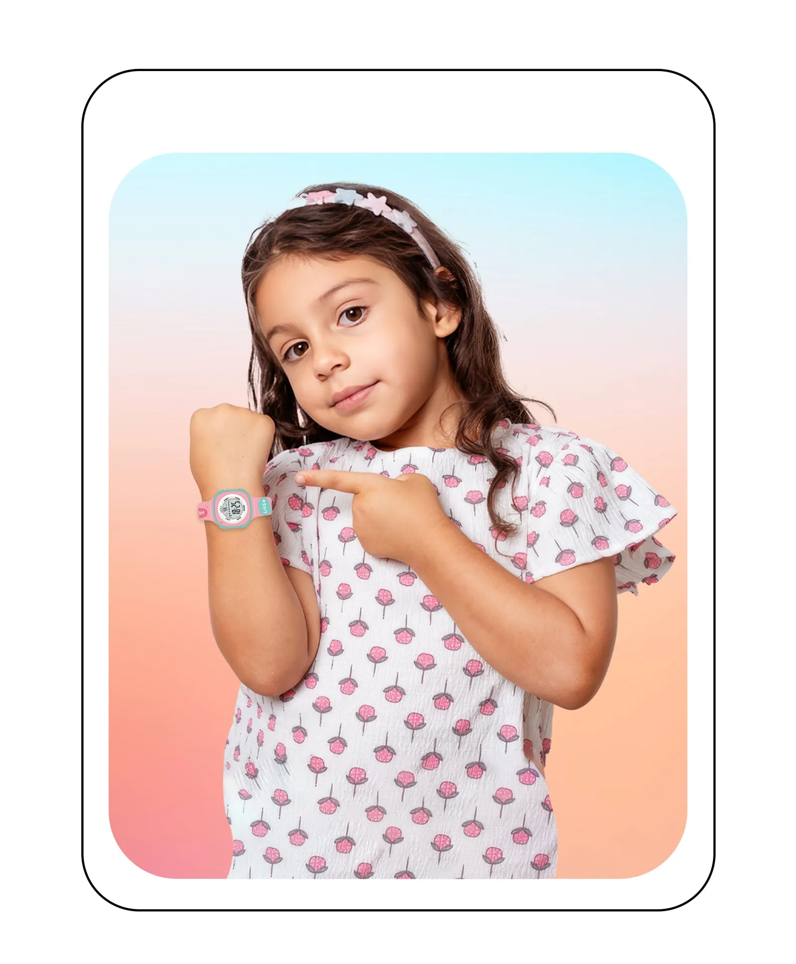 Spiky Square Digital Watch for Kids - Turquoise