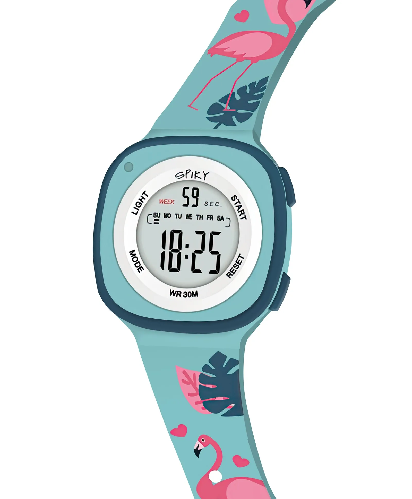 Spiky Square Digital Watch for Kids - Turquoise