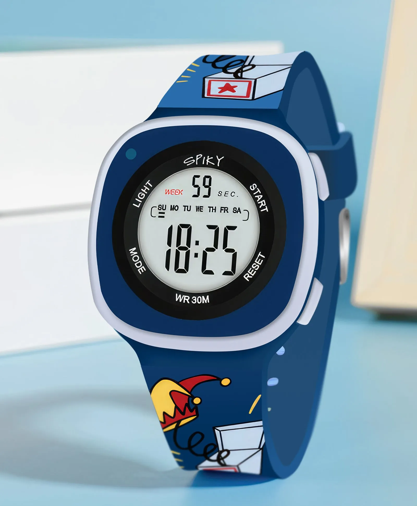 Spiky Square Digital Watch for Kids - Turquoise