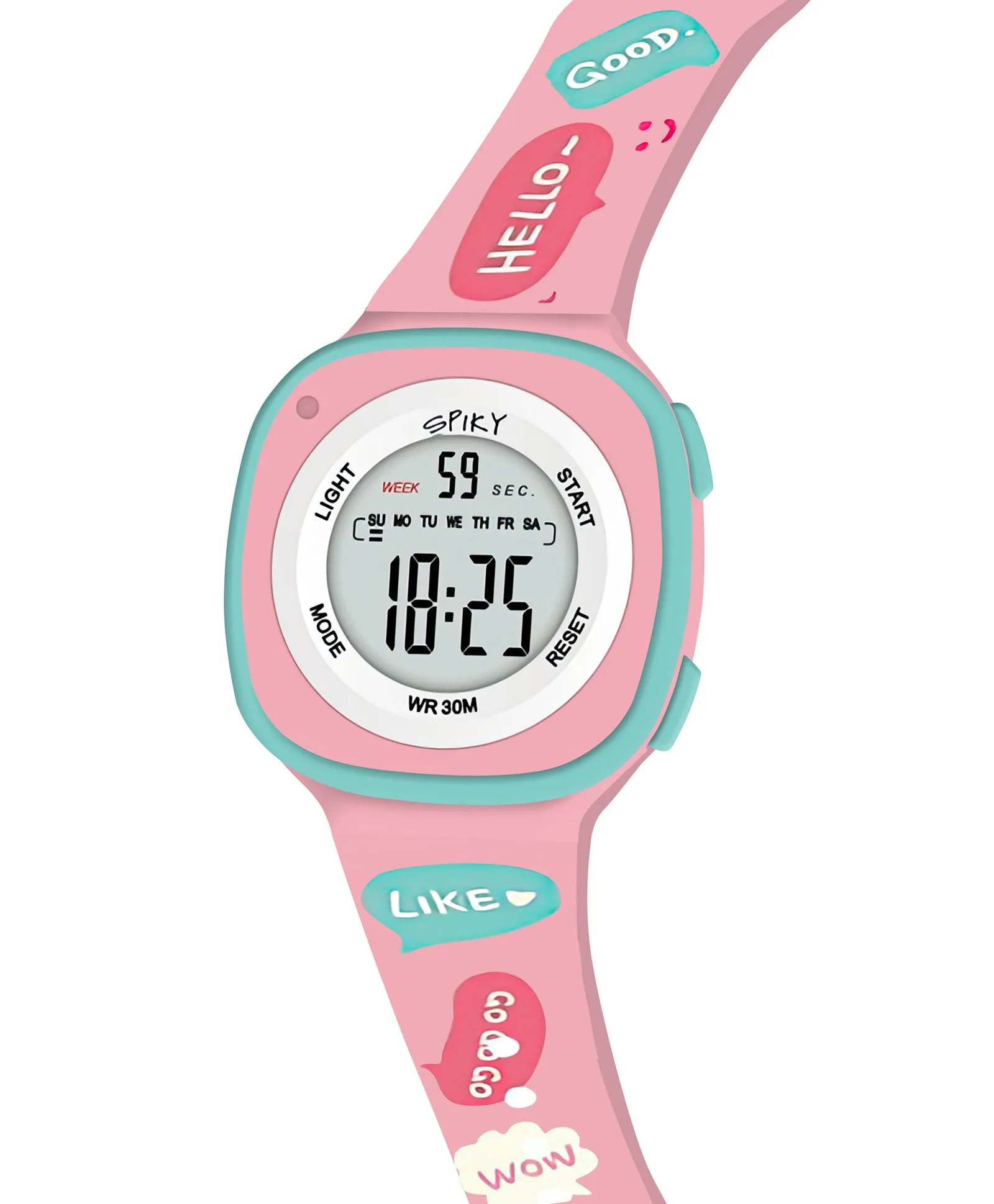Spiky Square Digital Watch for Kids - Turquoise