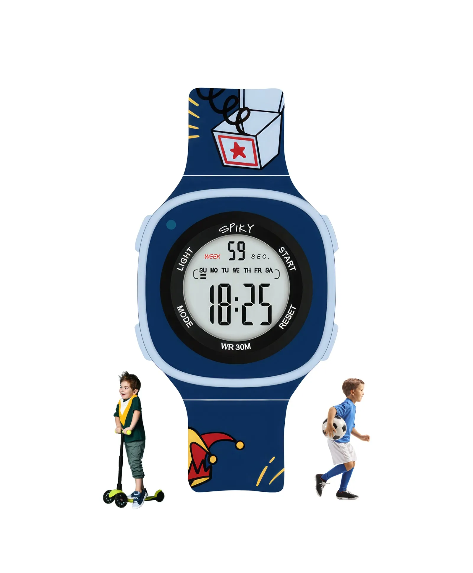 Spiky Square Digital Watch for Kids - Turquoise