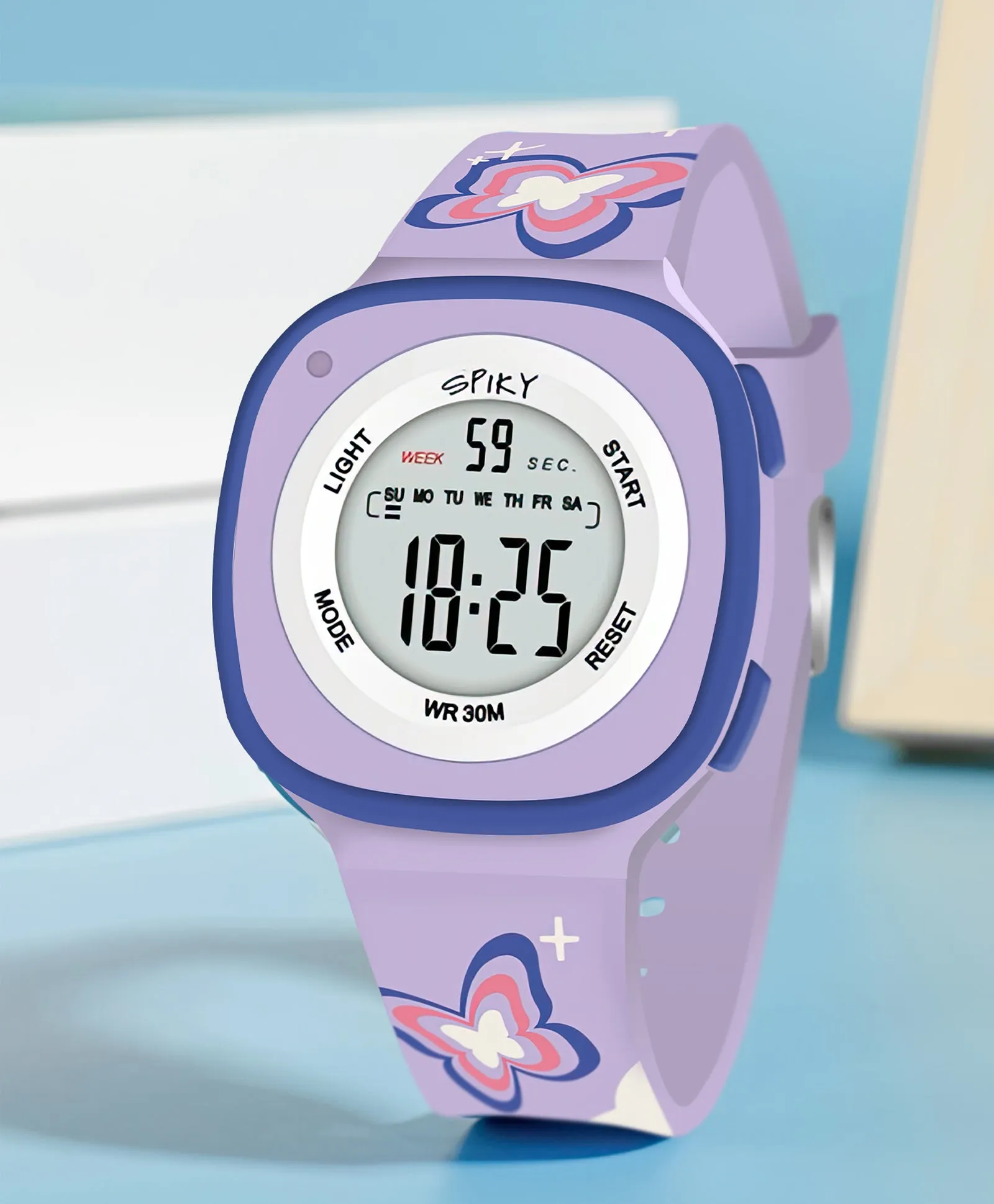 Spiky Square Digital Watch for Kids - Turquoise