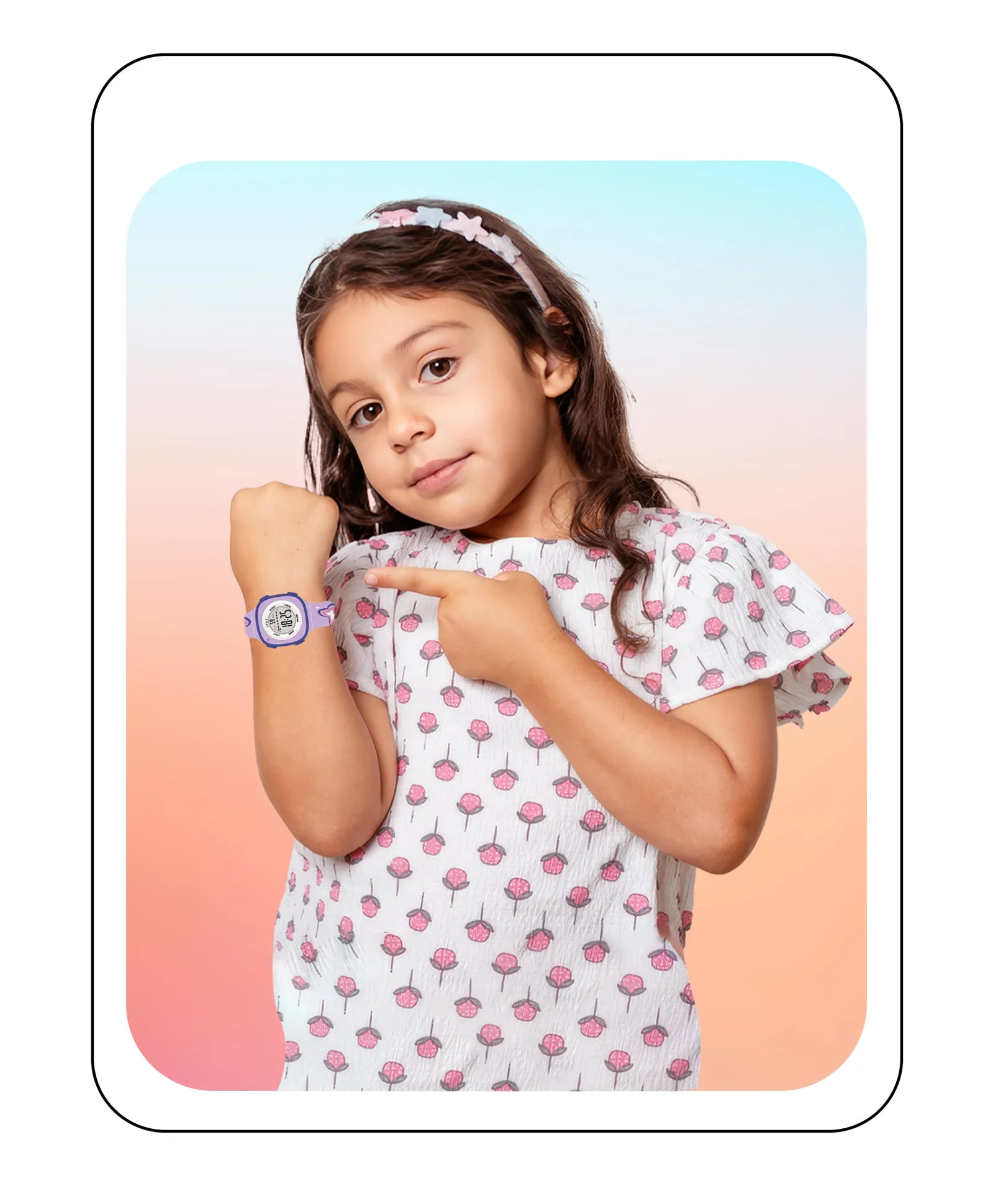 Spiky Square Digital Watch for Kids - Turquoise