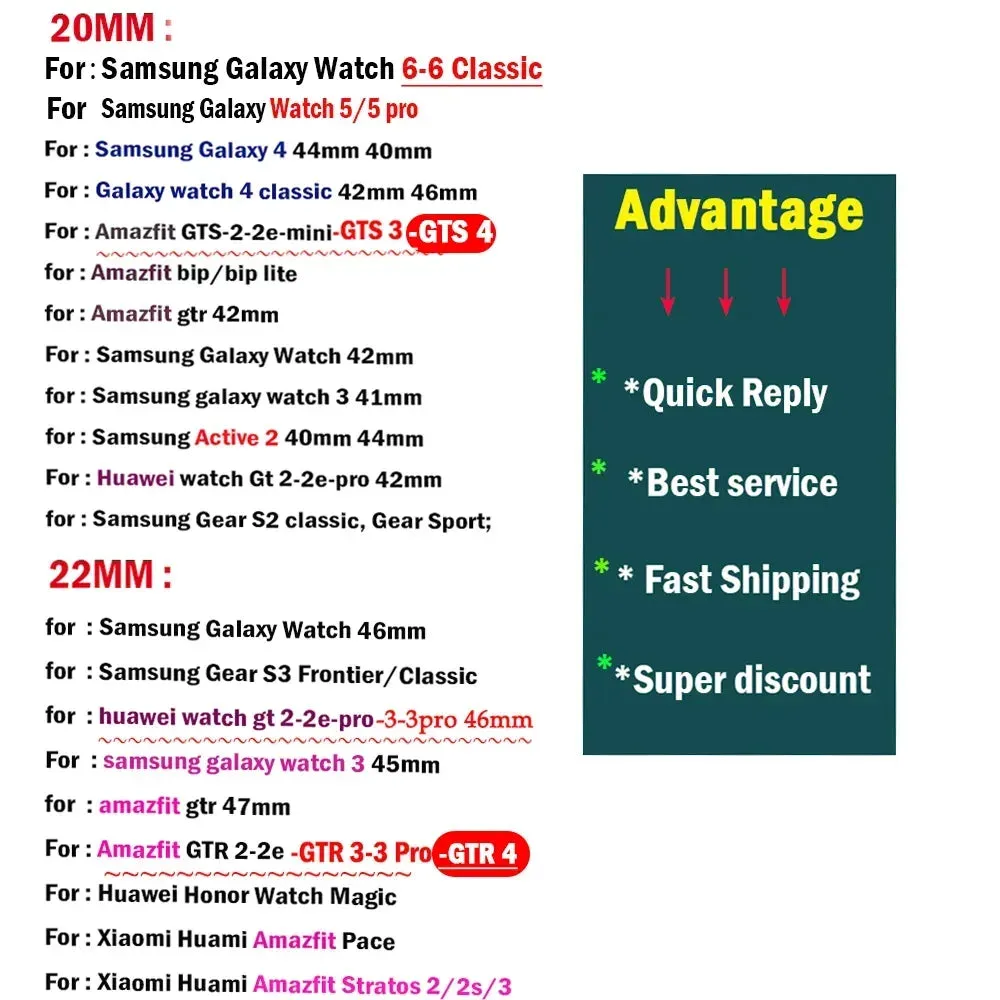 Straps For Samsung Galaxy watch 6/5/pro/4 Classic Silicone bracelet Huawei watch GT 4-2-2e-3-3 pro 41mm 46mm18mm 20mm 22mm band