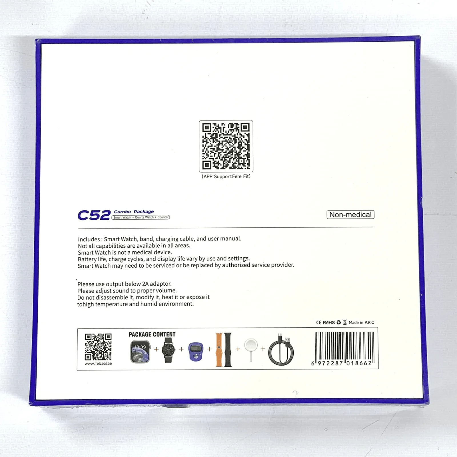 Telzeal Germany Smart Watch Combo Package - C52